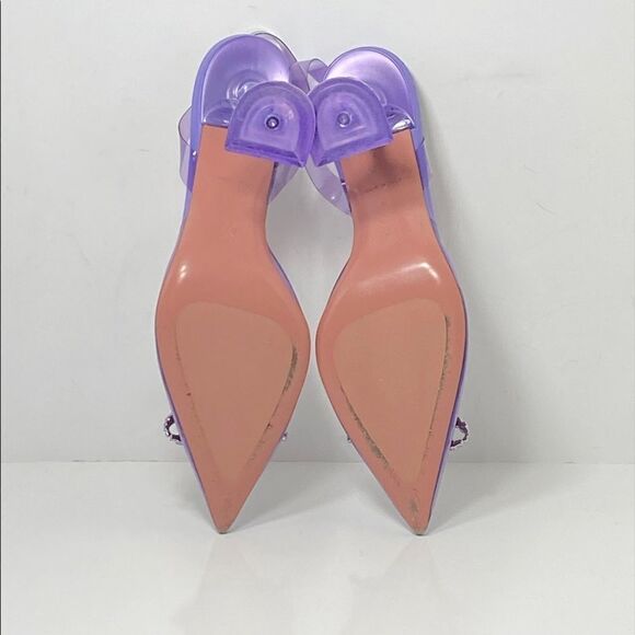 Amina Muaddi Rosie Crystal-Embellished Transparent Slingback Pumps size 39 - Picture 12 of 13